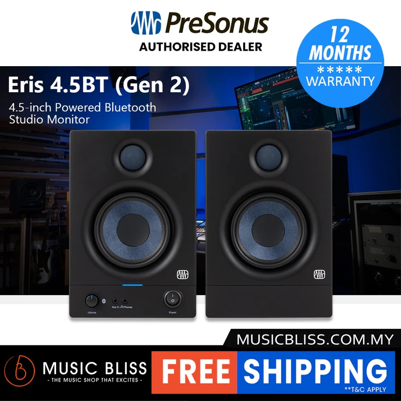PreSonus Eris 4.5BT (2nd Genaration) 4.5-inch Powered Bluetooth Studio Monitors