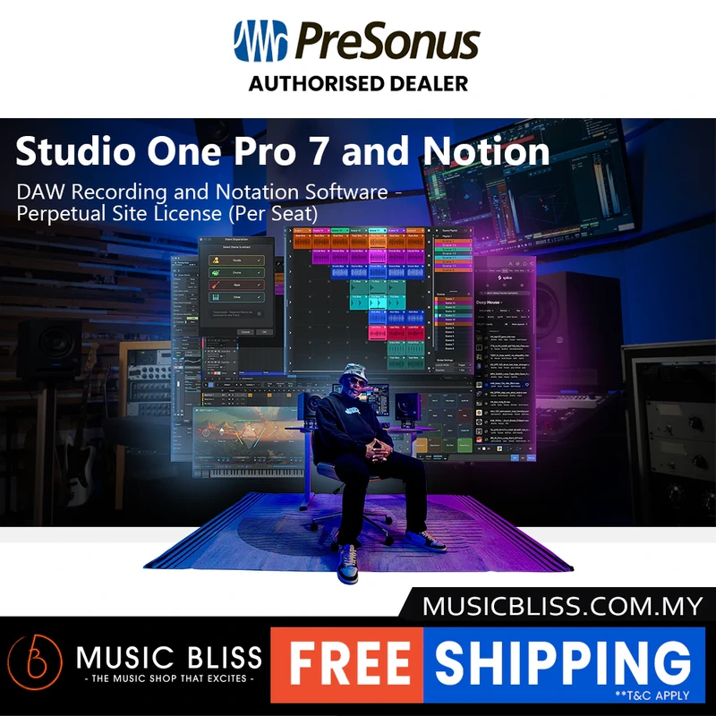 PreSonus Studio One Pro 7 and Notion - DAW Recording and Notation Software - Perpetual Site License (Per Seat)