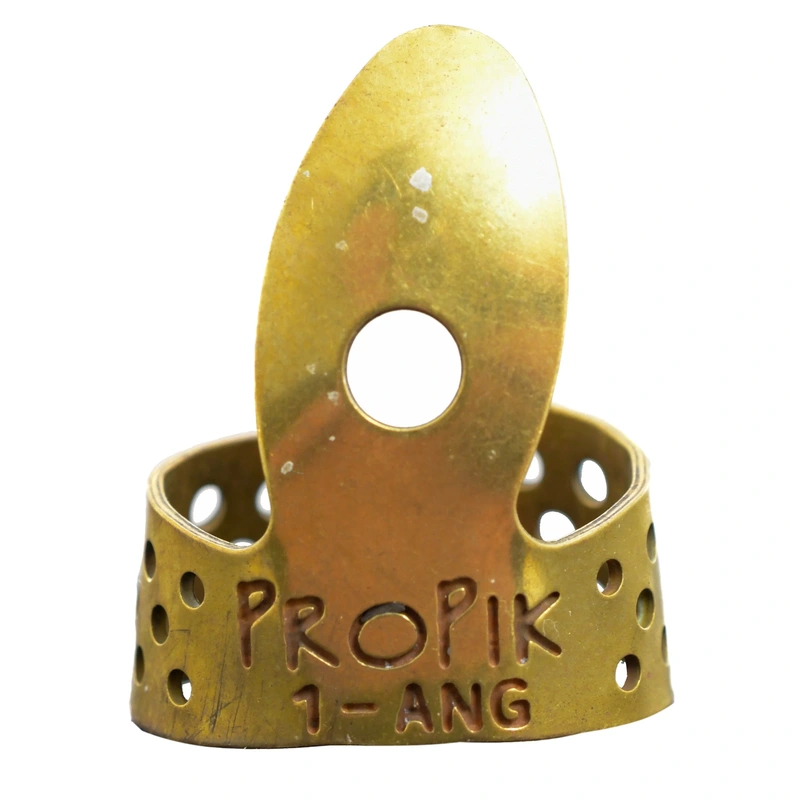 Propik Brass "Fast Pick" Angled Fingerpick, Single Wrap, Blade 1