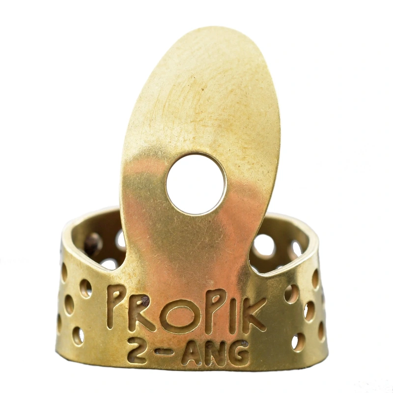 Propik Brass "Fast Pick" Angled Fingerpick, Single Wrap, Blade 2