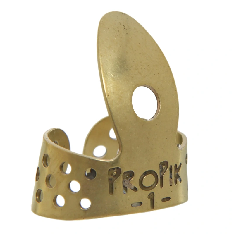 Propik Brass Straight Fingerpick, Single Wrap, Blade 1