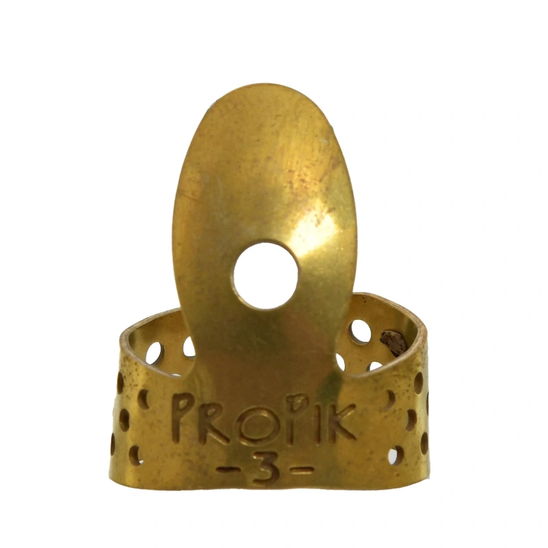 Propik Brass Straight Fingerpick, Single Wrap, Blade 3