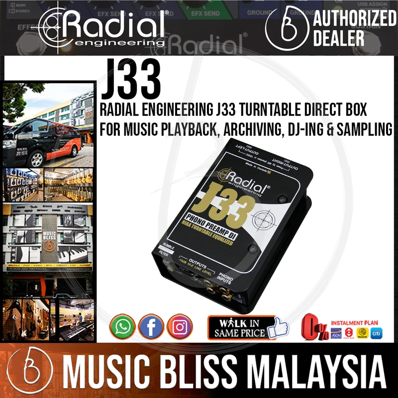 Radial Engineering J33 Turntable Direct Box For Music Playback, Archiving, DJ-ING & Sampling