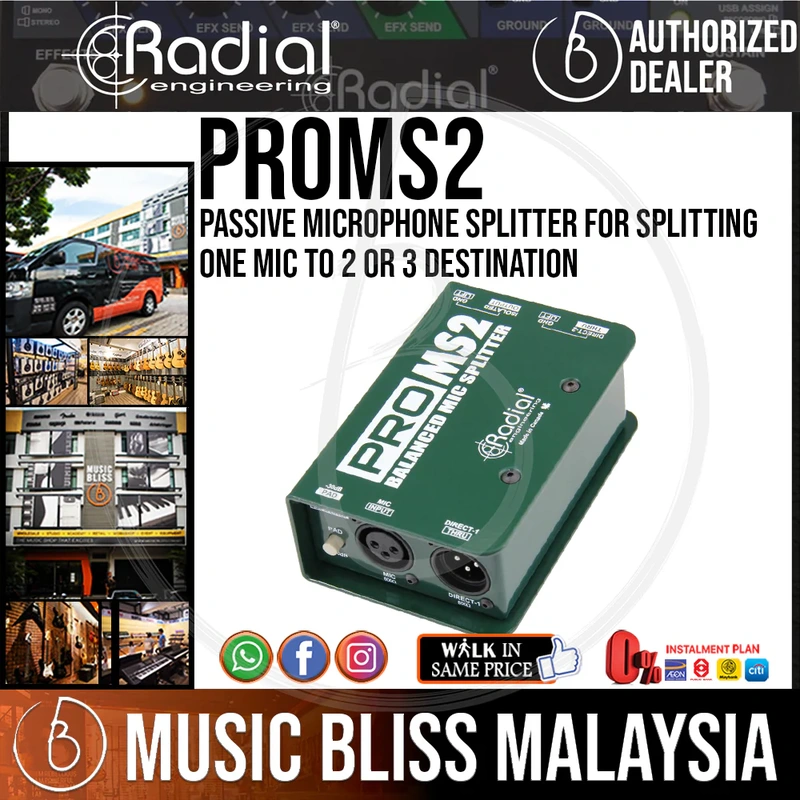 Radial Engineering ProMS2 Passive Microphone Splitter For Splitting One Mic to 2 or 3 Destination