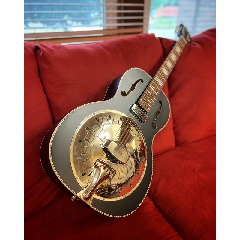 Recording King Dirty 30s Mini Bucker Resonator Guitar, Black Finish