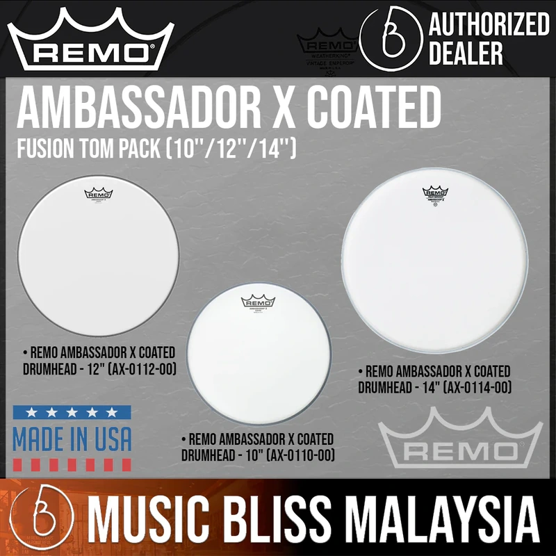 Remo Ambassador X Coated Fusion Tom Pack (10''/12''/14'')