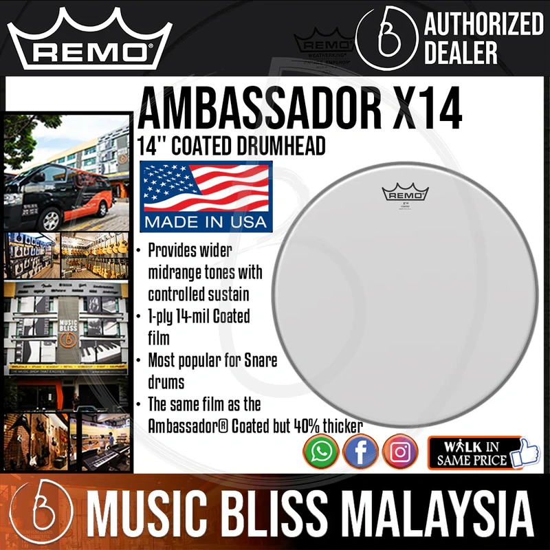 Remo Ambassador X14 Coated Drumhead - 14''