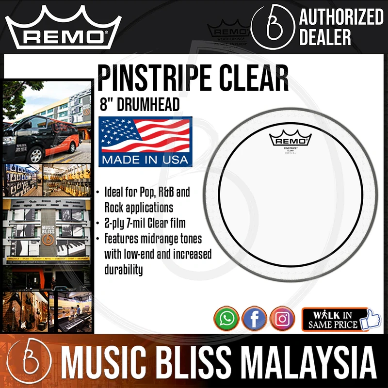 Remo Clear Pinstripe Drumhead - 8"