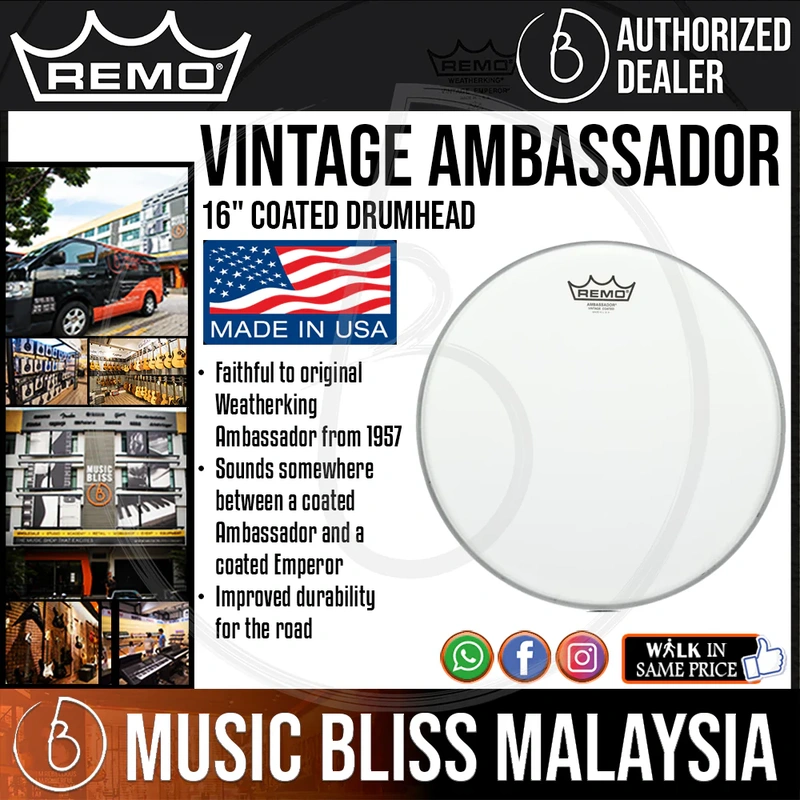 Remo Coated Vintage Ambassador Drumhead - 16"