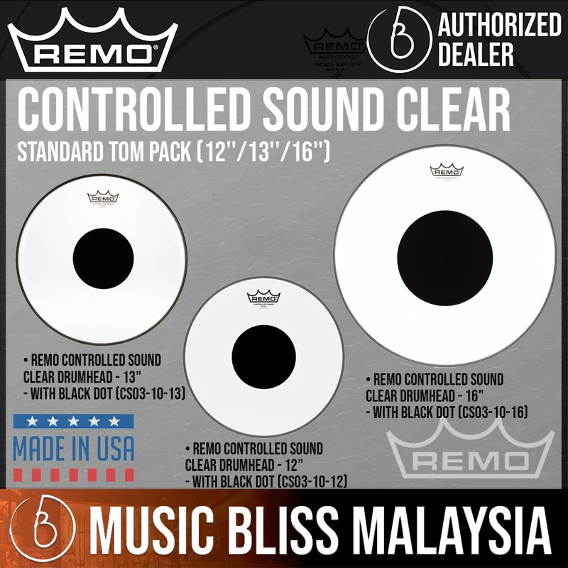Remo Controlled Sound Clear Standard Tom Pack (12''/13''/16'')