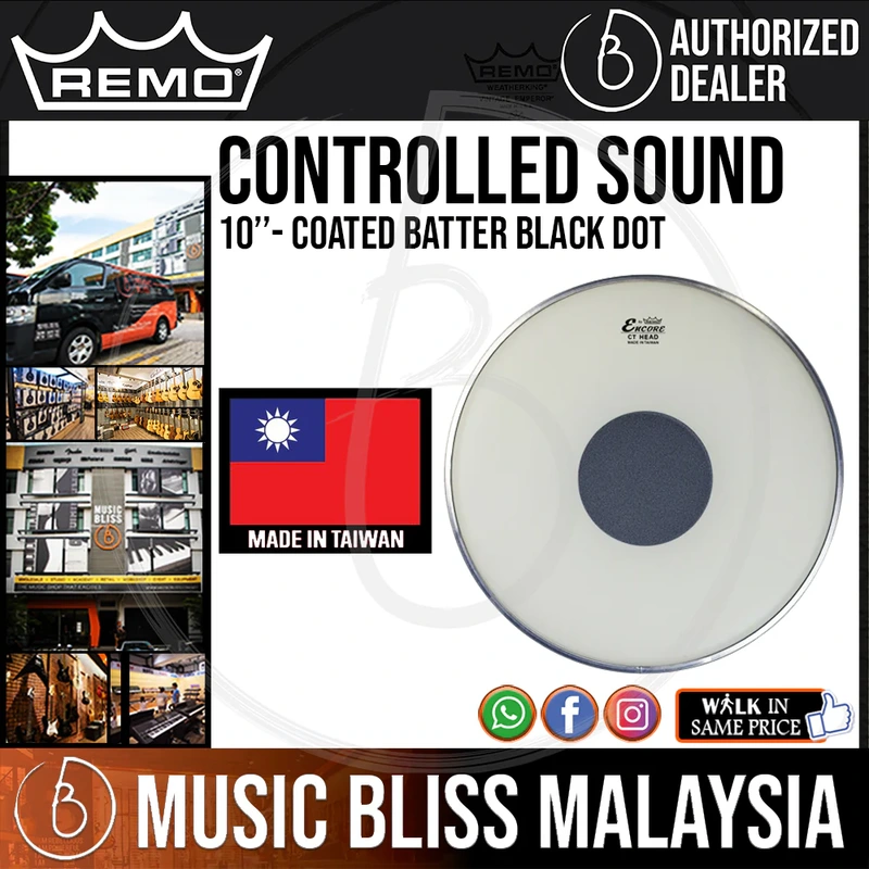 Remo Controlled Sound Coated Batter Black Dot - 10"