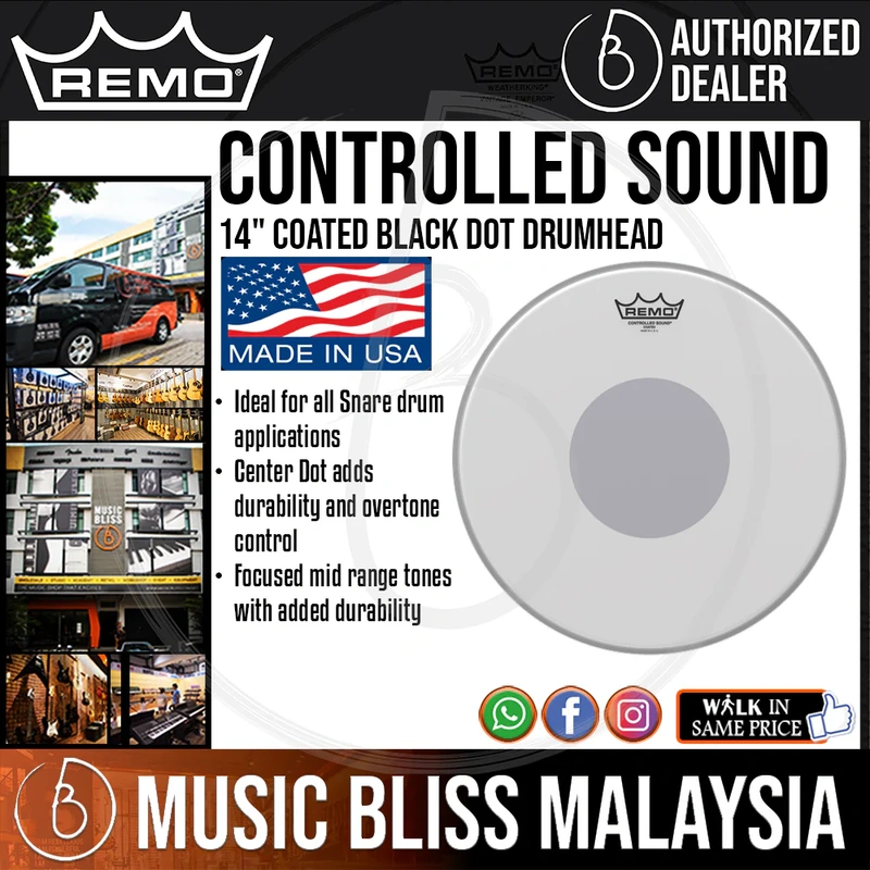 Remo Controlled Sound Coated Black Dot Drumhead - 14"