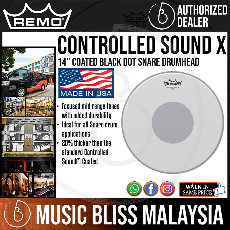 Remo Controlled Sound X Coated Black Dot Snare Drumhead - 14''