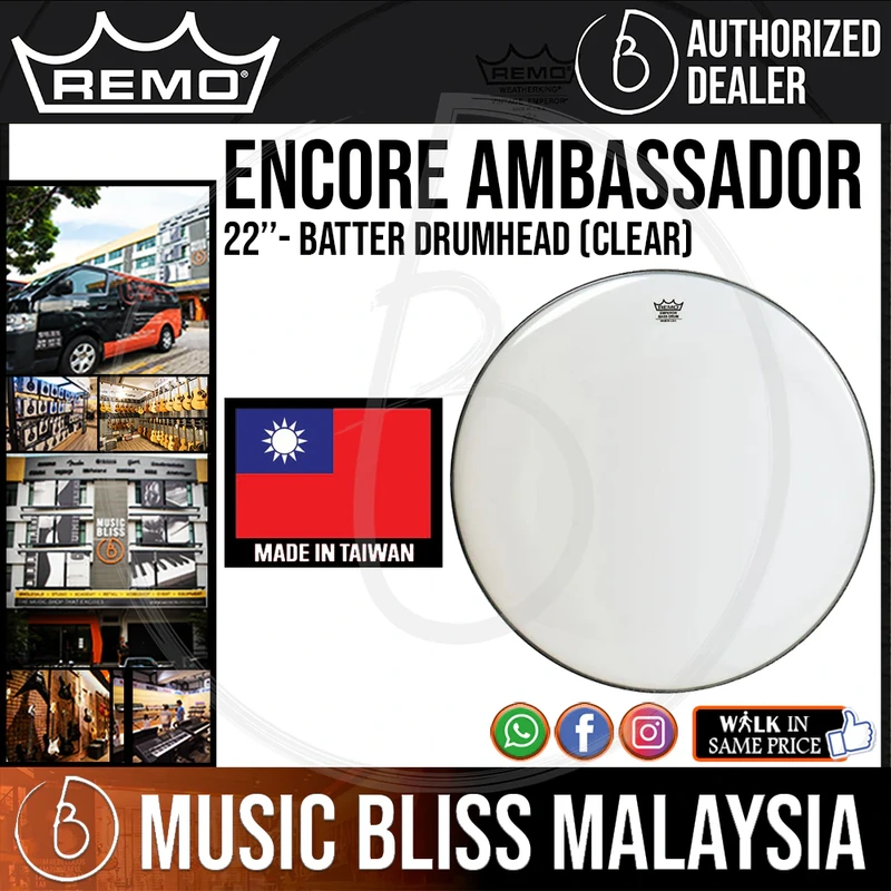 Remo Encore Ambassador Batter Drumhead - 22" - Clear