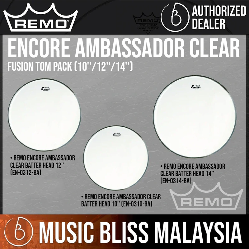 Remo Encore Ambassador Clear Fusion Tom Pack (10''/12''/14'')