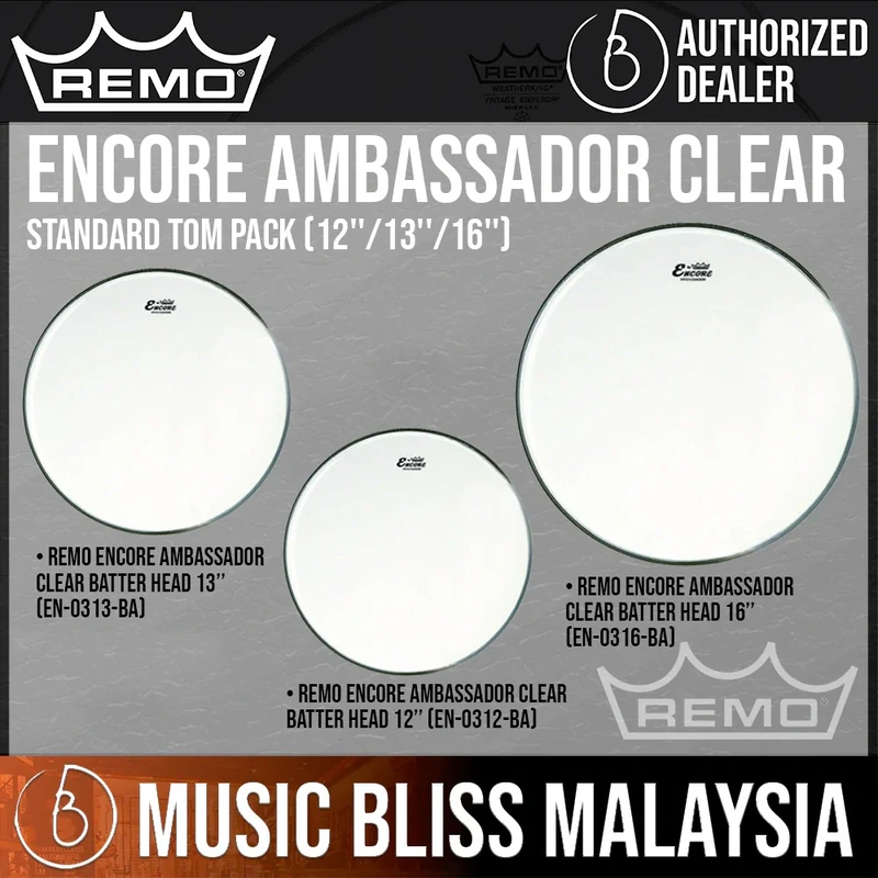 Remo Encore Ambassador Clear Standard Tom Pack (12''/13''/16'')