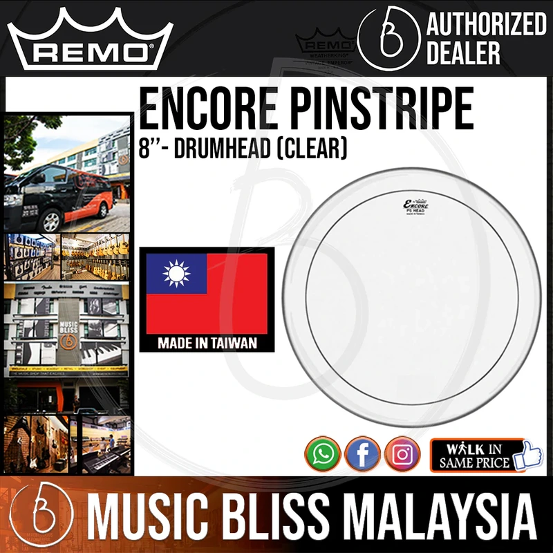 Remo Encore Pinstripe Drumhead - 8" - Clear