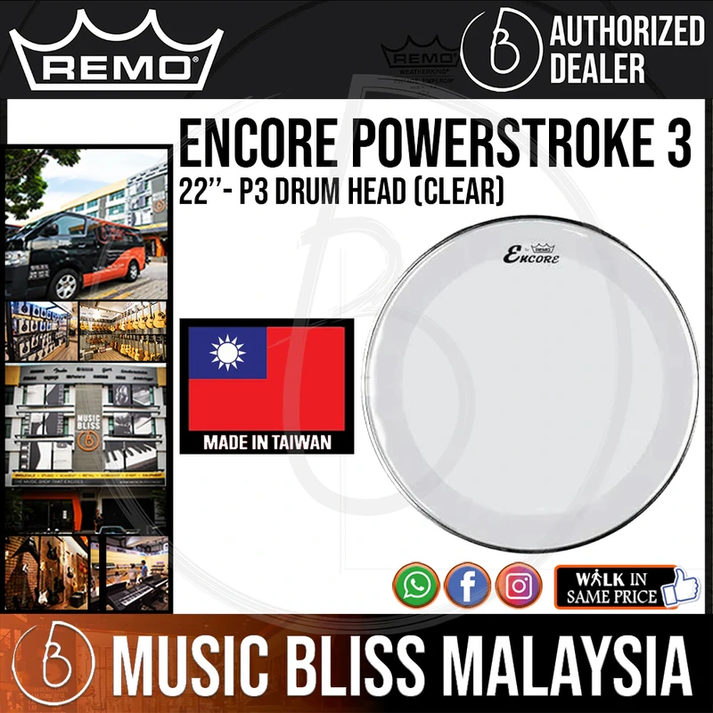 Remo Encore Powerstroke 3 P3 Drum Head - 22'' - Clear