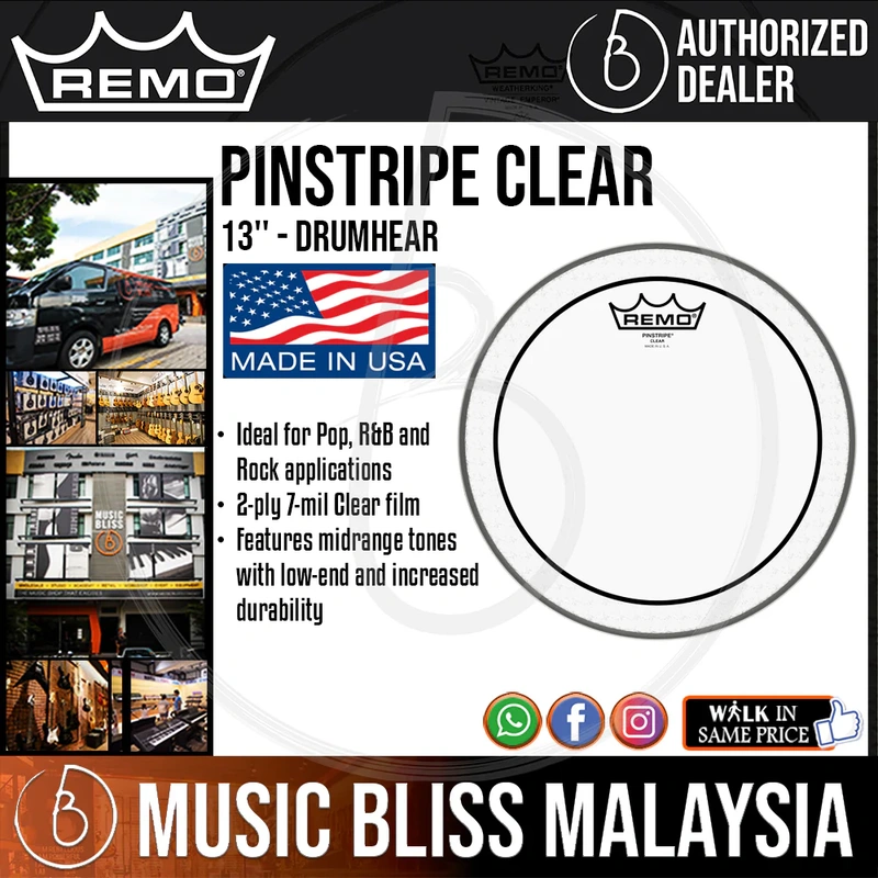 Remo Pinstripe Clear Drumhear - 13''