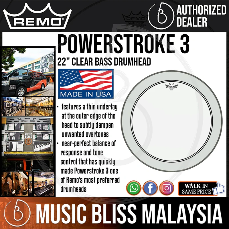 Remo Powerstroke 3 Bass Drumhead - 22" - Clear