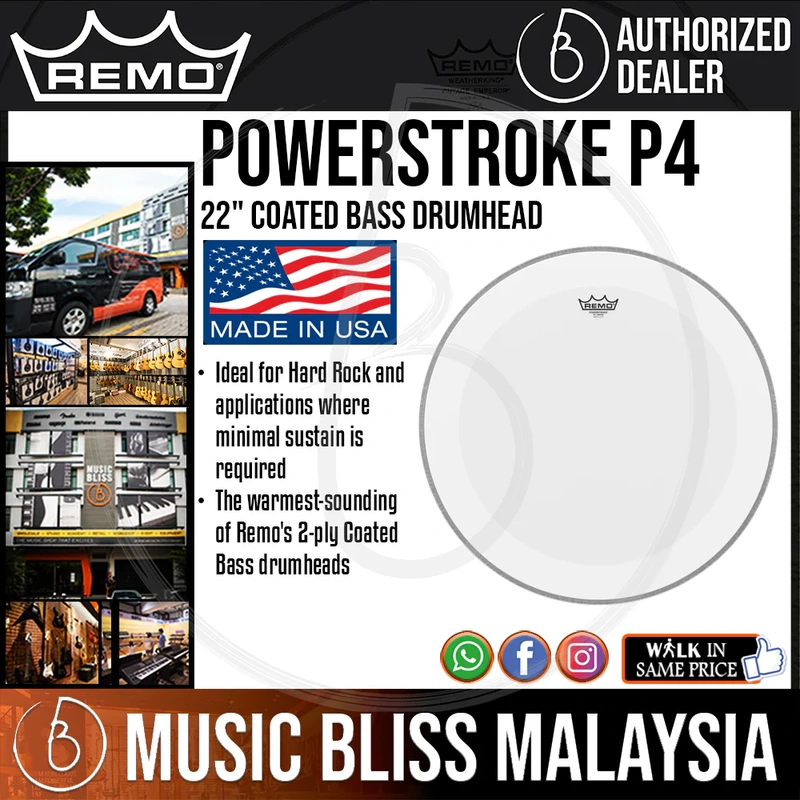 Remo Powerstroke P4 Coated Bass Drumhead - 22''