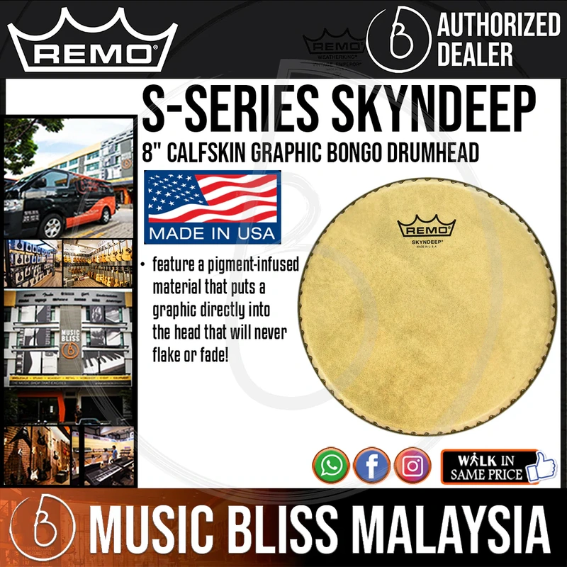 Remo S-Series Skyndeep Bongo Drum Head with Calfskin Graphic - 8"