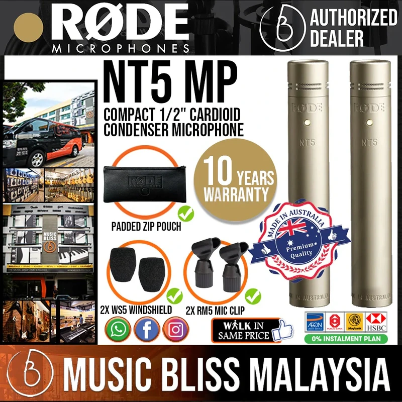 Rode NT5 Matched Pair Condenser Microphone 10 Years Warranty [Made in Australia]