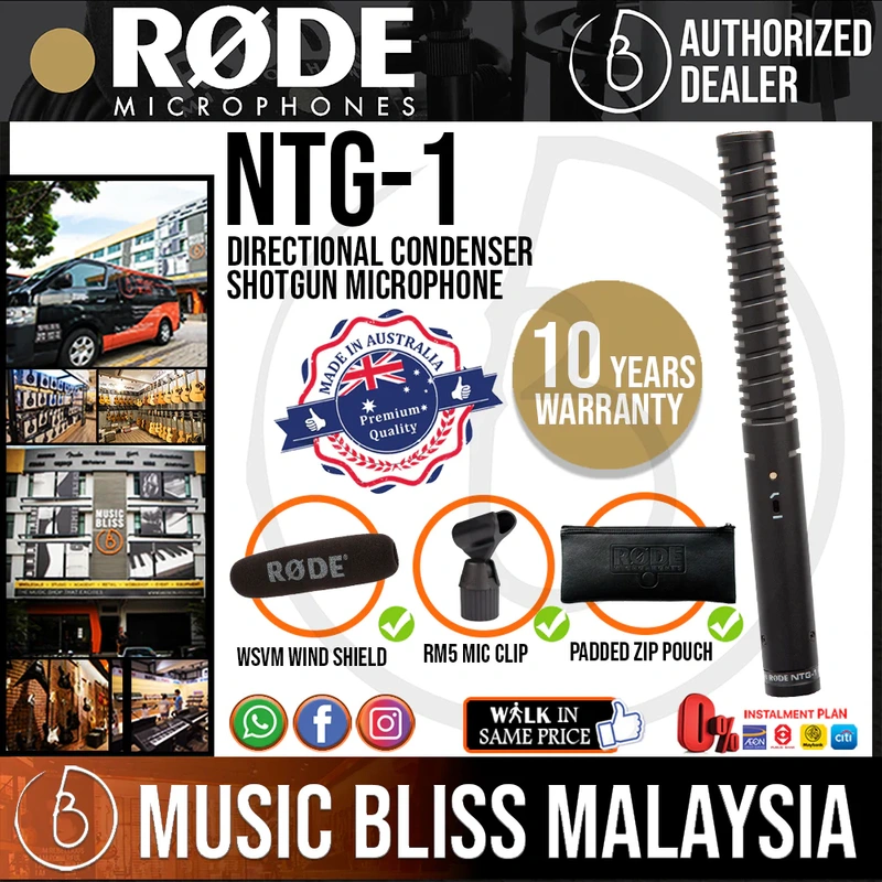 Rode NTG-1 Directional Condenser Shotgun Microphone 10 Years Warranty [Made in Australia]