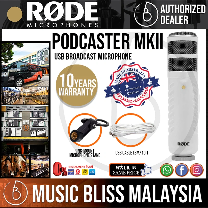 Rode Podcaster MKII Large-diaphragm Dynamic USB Microphone 10 Years Warranty [Made in Australia]