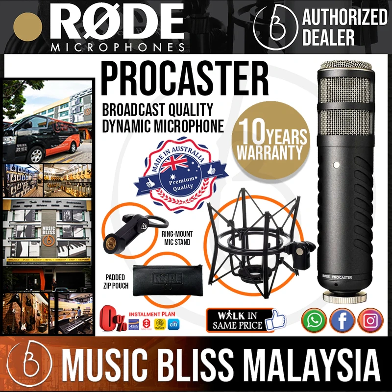 Rode Procaster Dynamic Broadcast Microphone - 10 Years Warranty [Made in Australia] with PSM1 Shockmount