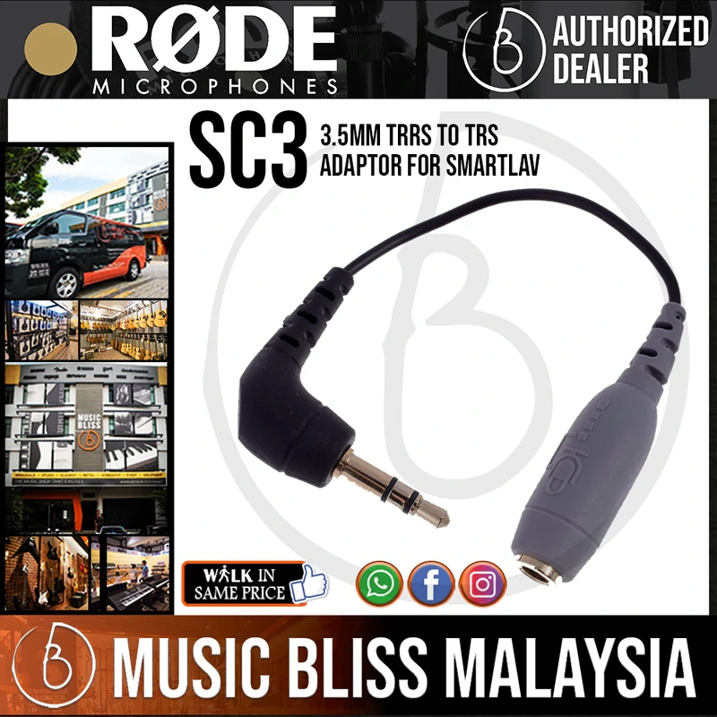 Rode SC3 3.5mm TRRS to 3.5mm TRS Adapter for SmartLav Lavalier Microphones