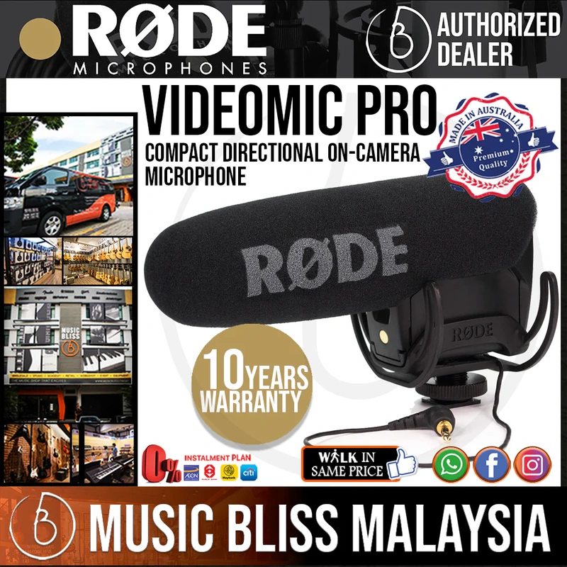 Rode VideoMic Pro Microphone with Rycote Lyre Shockmount 10 Years Warranty [Made in Australia]