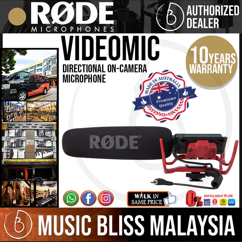 Rode VideoMic Shotgun Microphone with Rycote Lyre Mount 10 Years Warranty [Made in Australia]