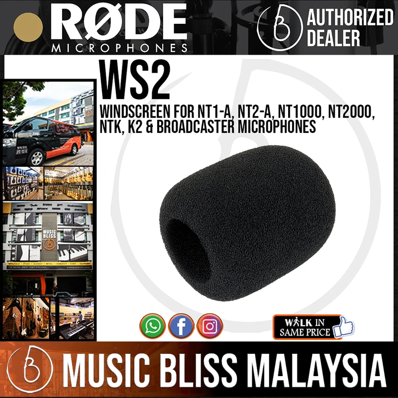 Rode WS2 Windscreen for NT1-A, NT2-A, NT1000, NT2000, NTK, K2 & Broadcaster Microphones