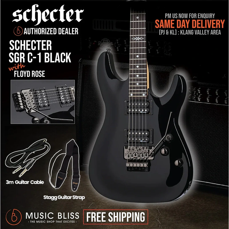 Schecter SGR C-1 Electric Guitar with Floyd Rose - Black