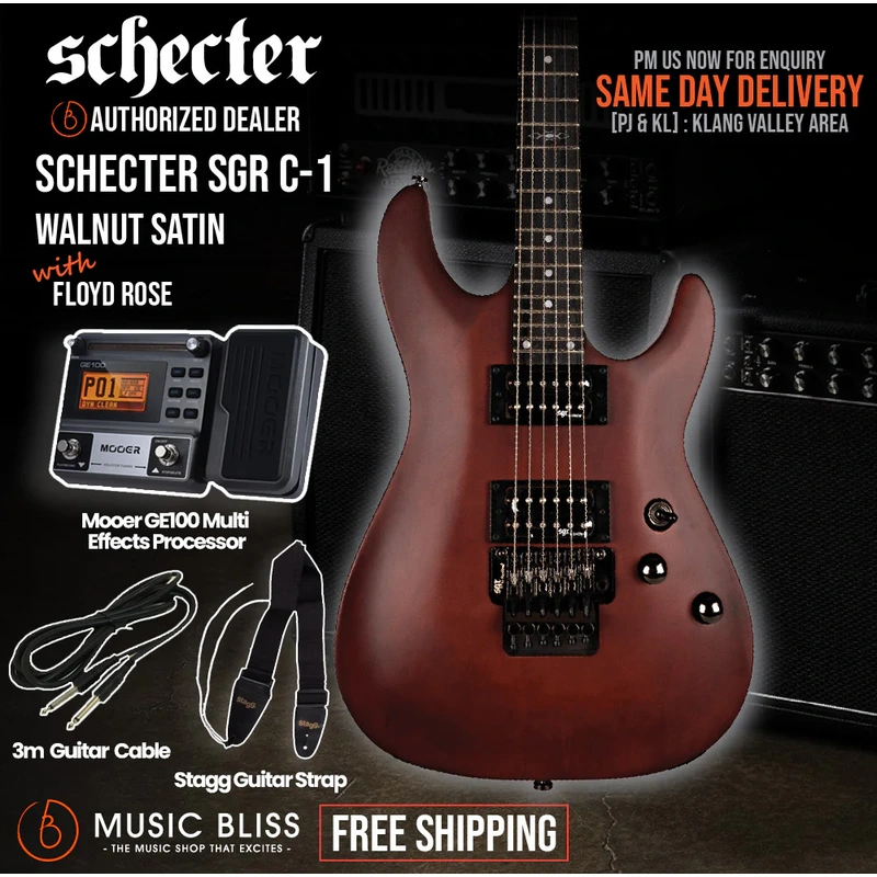 Schecter SGR C-1 Electric Guitar with Floyd Rose - Walnut Satin