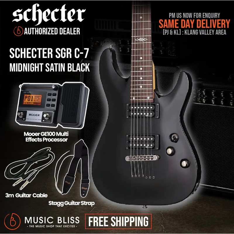 Schecter SGR C-7 Electric Guitar - Midnight Satin Black