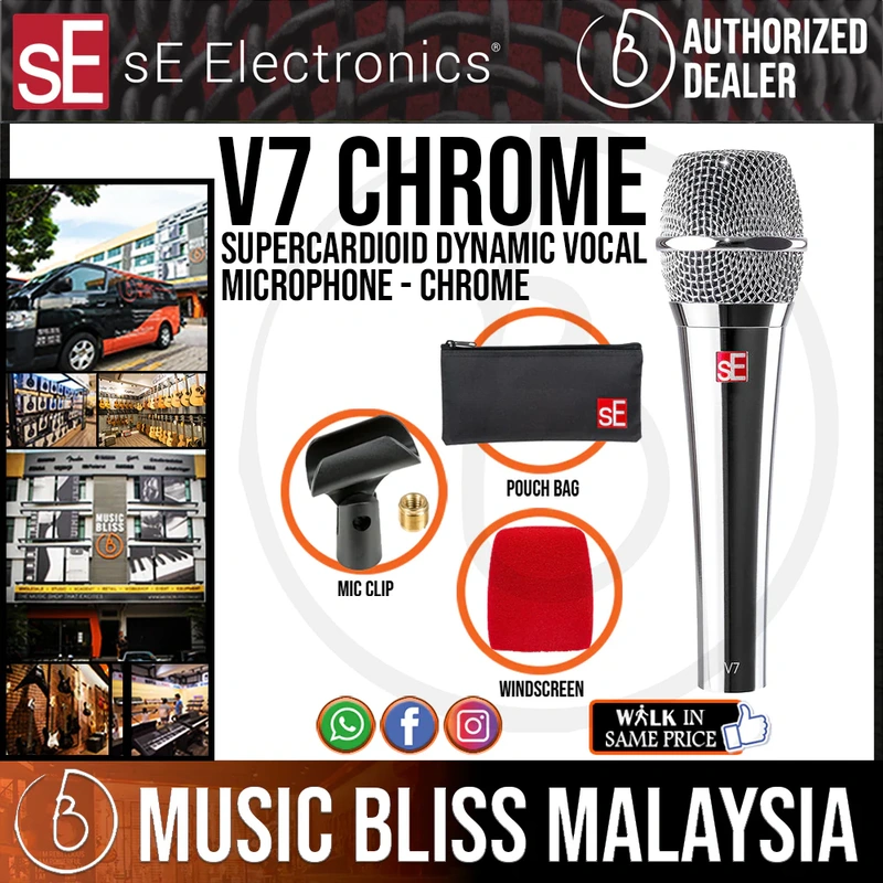 SE Electronics V7 Supercardioid Dynamic Vocal Microphone - Chrome