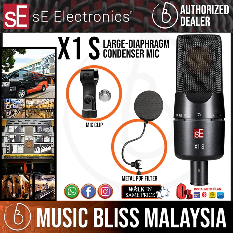 SE Electronics X1 S Large-diaphragm Condenser Microphone with SE Electronics Metal Pop Filter Package