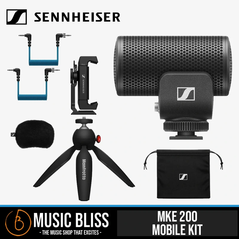 Sennheiser MKE 200 Mobile Kit Ultracompact Camera-Mount Directional Microphone with Smartphone Recording Bundle