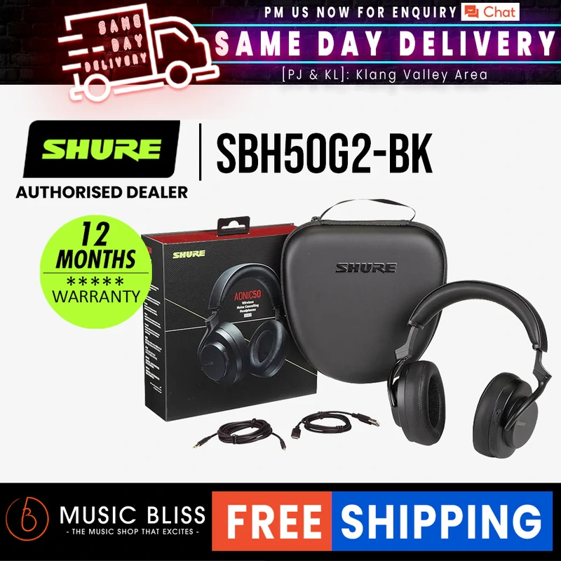 Shure AONIC 50 Gen 2 Wireless Bluetooth Noise-canceling Headphones - Black