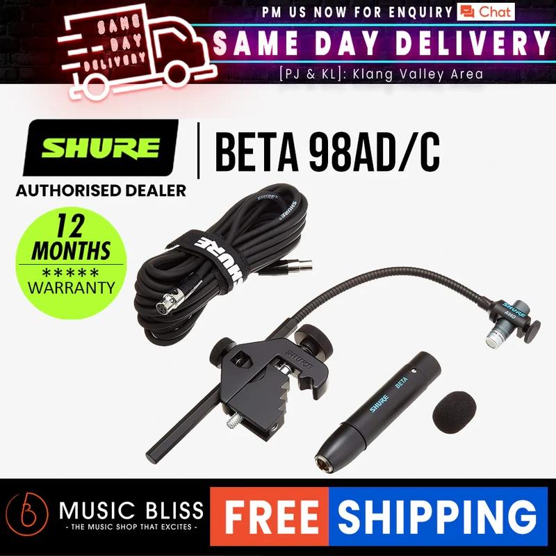Shure Beta 98AD/C Cardioid Condenser Clip-on Gooseneck Drum Microphone