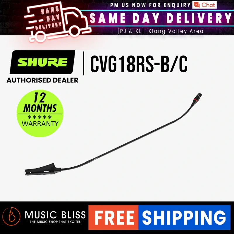 Shure CVG18RS-B/C Centraverse 18 Gooseneck Condenser Microphone Come With Mute Button