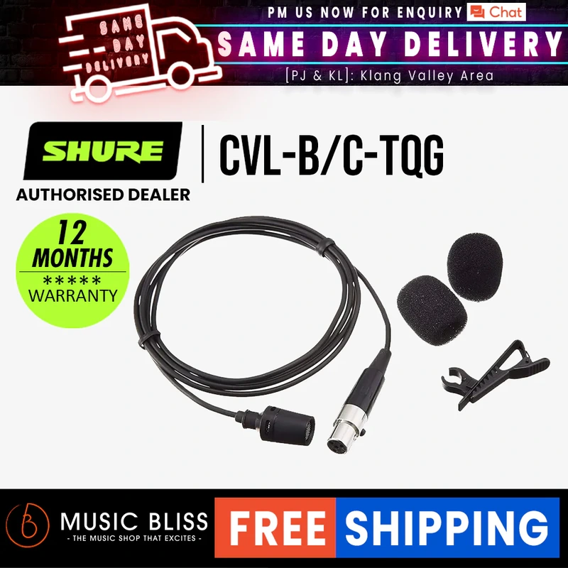 Shure CVL-B/C-TQG Lavalier Microphone for Shure Wireless