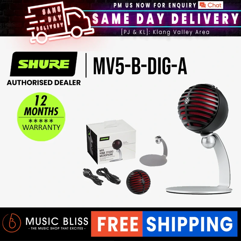 Shure MV5 Digital Condenser Microphone - Black