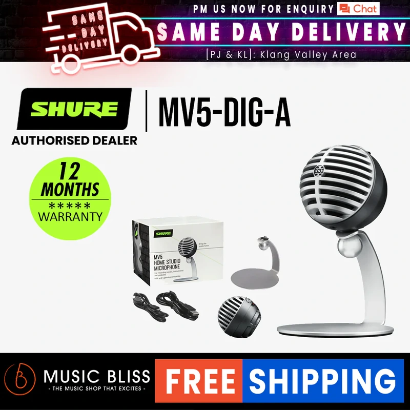 Shure MV5 Digital Condenser Microphone - Gray