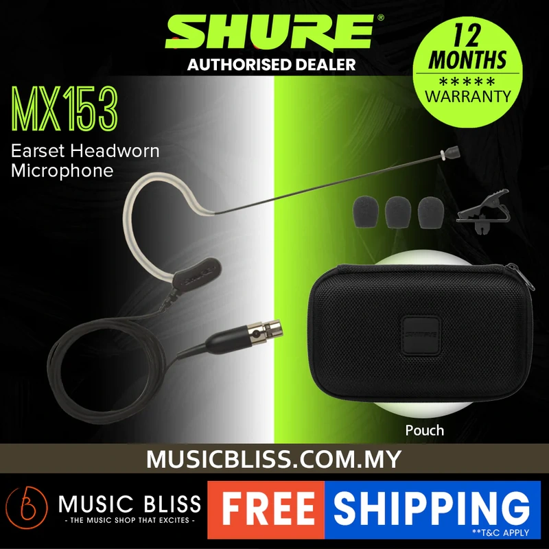 Shure MX153B/O Omnidirectional Earset Microphone for Shure Wireless - Black