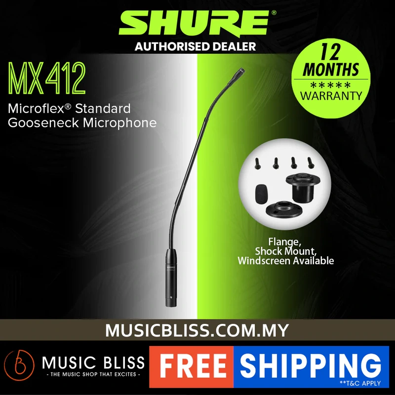 Shure MX412/C 12" Cardioid Gooseneck Microphone with Preamp