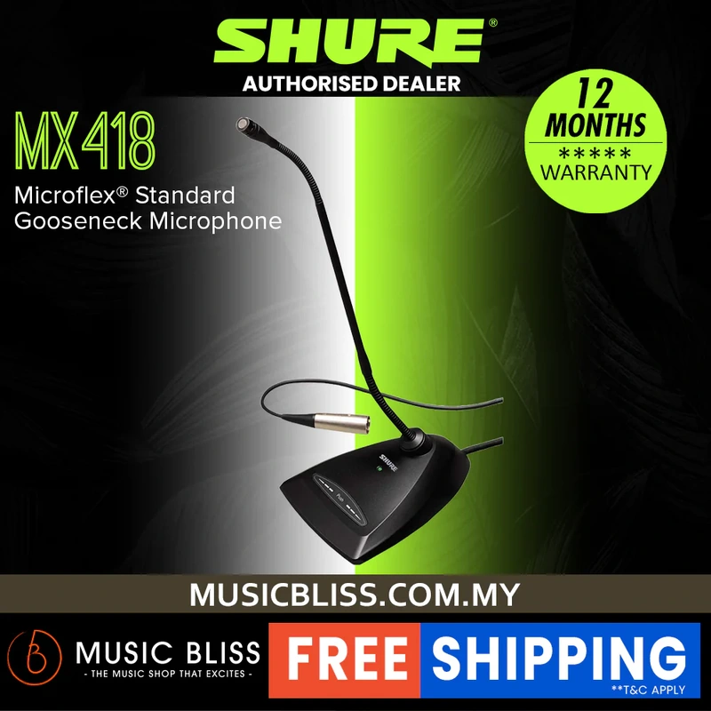 Shure MX418D/S 18" Supercardioid Gooseneck Microphone with Desktop Base and Preamp