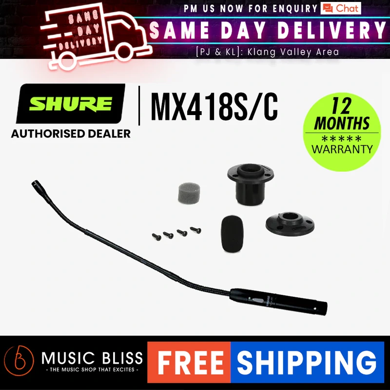 Shure MX418S/C 18" Cardioid Gooseneck Mic with Mute Switch